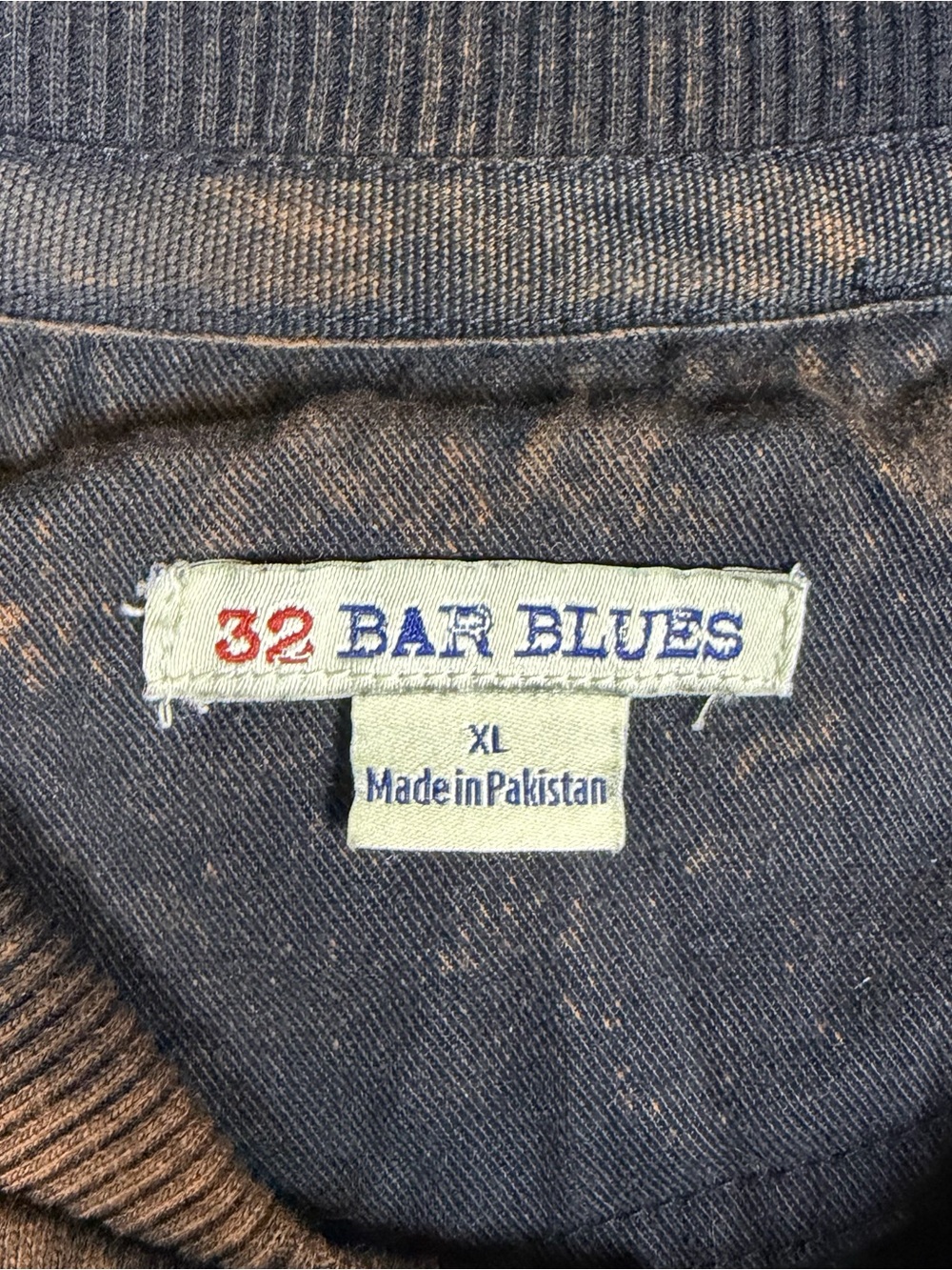 32 Bar Blues Henley Sweatshirt Men's XL Washed Brown Crewneck Heavy - Picture 3 of 9